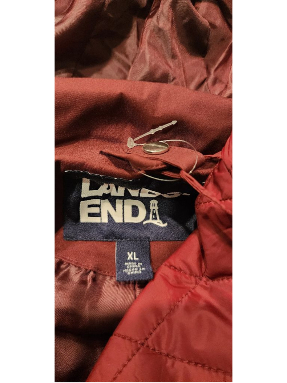 Lands' End XL Maroon 3-in-1 Winter Jacket & Quilted Vest Hooded Coat Women's - Picture 11 of 16